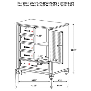 Franco 5-drawer Door Chest - Distressed White