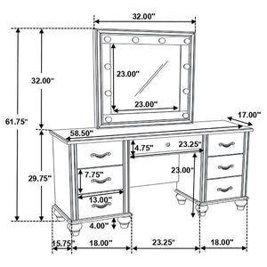 Barzini 7-drawer Vanity Desk with Lighted Mirror White