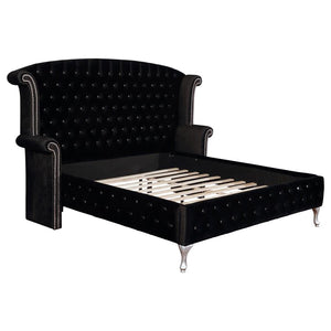 Deanna Upholstered Eastern King Wingback Bed - Black