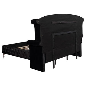 Deanna Upholstered Eastern King Wingback Bed - Black