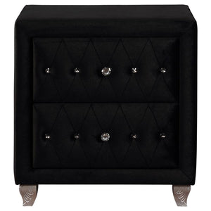 Deanna Upholstered 2-drawer Nightstand - Black