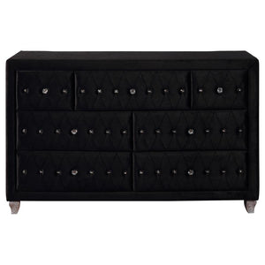 Deanna 7-drawer Upholstered Dresser - Black