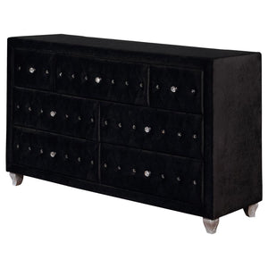 Deanna 7-drawer Upholstered Dresser - Black