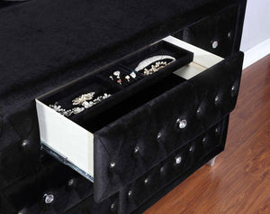 Deanna 7-drawer Upholstered Dresser - Black