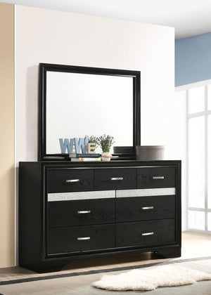 Miranda 7-drawer Dresser with Mirror - Black