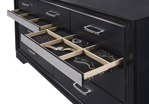 Miranda 7-drawer Dresser with Mirror - Black