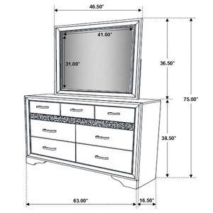 Miranda 7-drawer Dresser with Mirror - Black