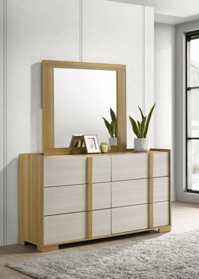 Hyland 6-drawer Dresser with Mirror - Natural