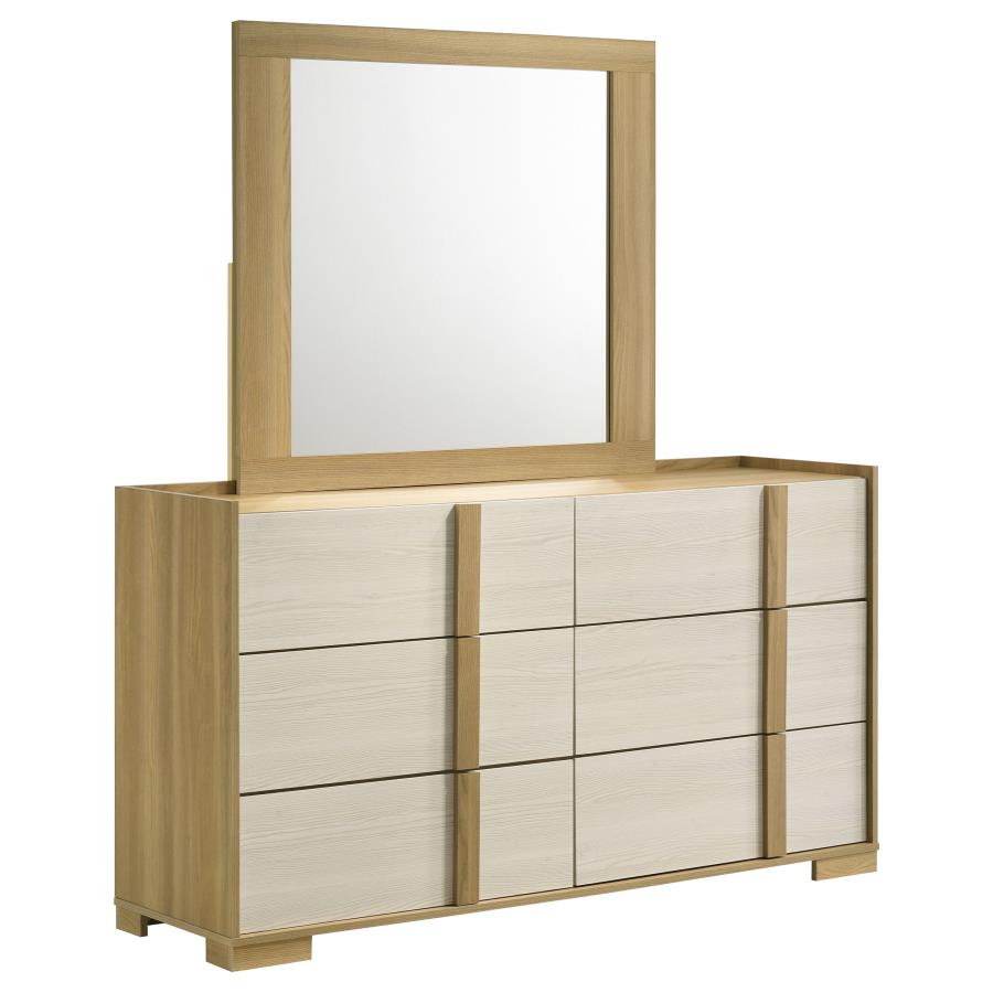 Hyland 6-drawer Dresser with Mirror - Natural