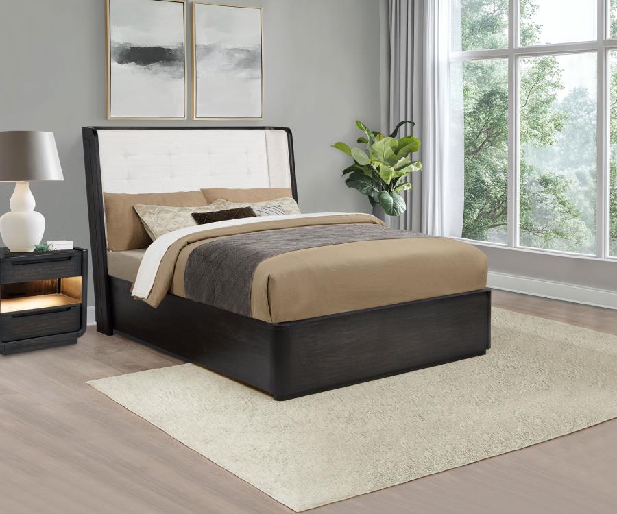 Leandro 55-inch Queen Wingback Bed - Burnished Black