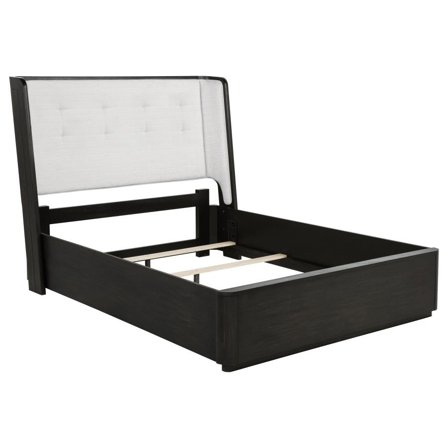 Leandro 55-inch Queen Wingback Bed - Burnished Black
