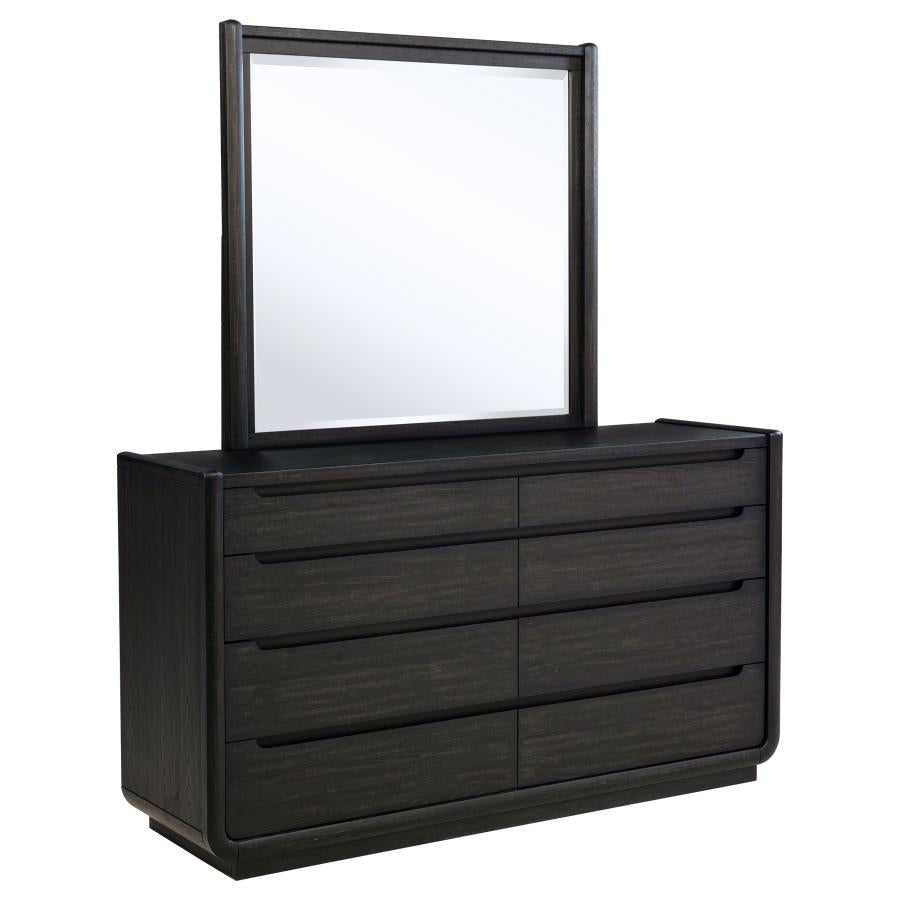 Leandro 8-drawer Bedroom Dresser with Mirror - Burnished Black