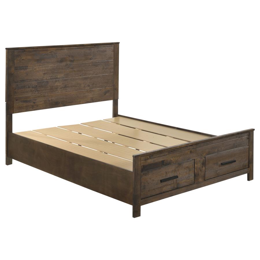 Woodmont Wood Queen Storage Panel Bed - Rustic Golden Brown