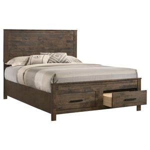 Woodmont Wood Queen Storage Panel Bed - Rustic Golden Brown