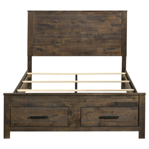 Woodmont Wood Queen Storage Panel Bed - Rustic Golden Brown