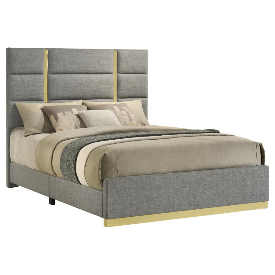 Ines 56 inch Fabric Upholstered Queen Panel Bed Grey