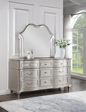 Evangeline 9-drawer Dresser with Mirror - Silver Oak