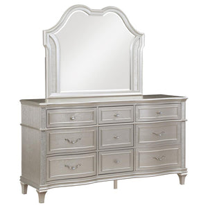 Evangeline 9-drawer Dresser with Mirror - Silver Oak