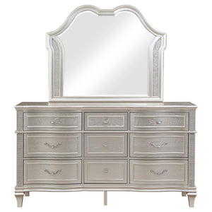 Evangeline 9-drawer Dresser with Mirror - Silver Oak