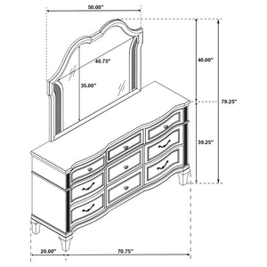 Evangeline 9-drawer Dresser with Mirror - Silver Oak
