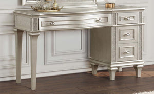 Evangeline 4-drawer Vanity Desk Makeup Table - Silver Oak
