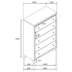 Larue 5-drawer Bedroom Chest - Silver