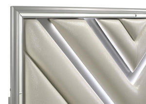 Veronica Wood Queen LED Storage Panel Bed - Light Silver