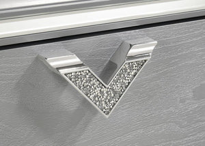 Veronica Wood Queen LED Storage Panel Bed - Light Silver