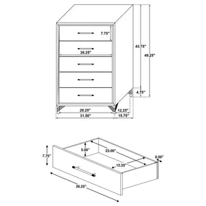 Lucia 5-drawer Bedroom Chest of Drawers - White