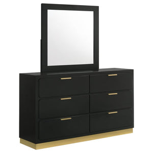 Caraway 6-drawer Dresser with Mirror - Black
