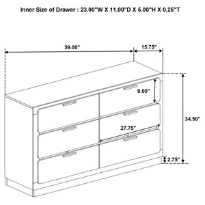 Caraway 6-drawer Dresser - Black