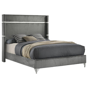Lucia Upholstered King Wingback Bed - Grey