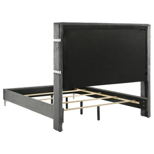 Lucia Upholstered King Wingback Bed - Grey