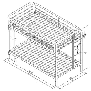 Morgan Metal Twin Over Twin Bunk Bed - White