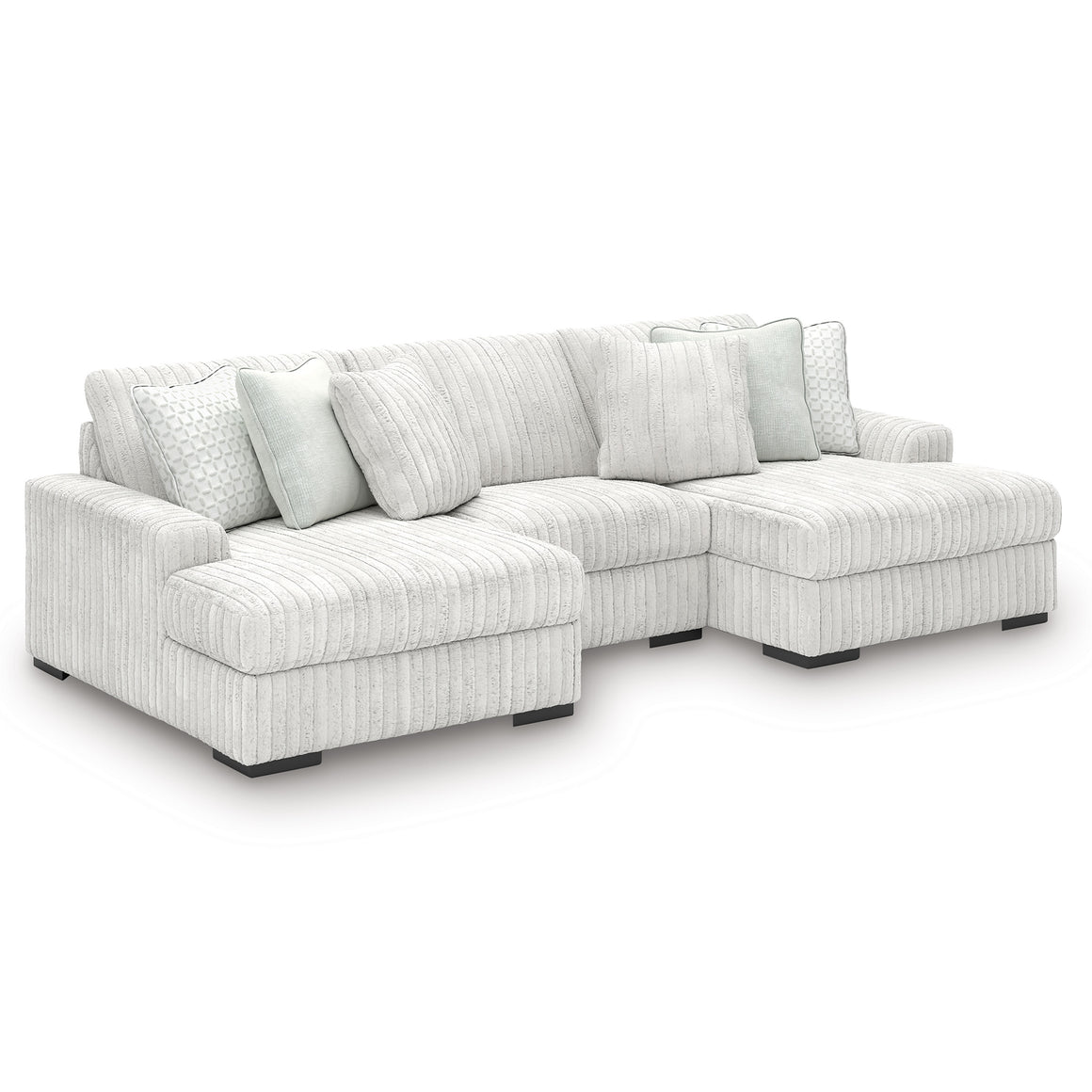 Stupendous 3-Piece Sectional with Double Chaise - Alloy