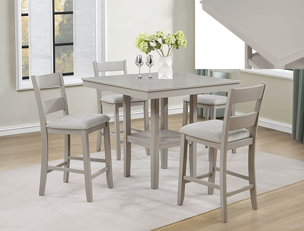 Lester 5-Piece Counter Height Table Set Greige by Crown Mark