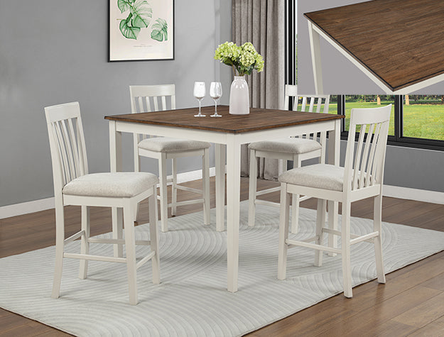 Brody 5-Piece Counter Height Table Set White/Brown by Crown Mark