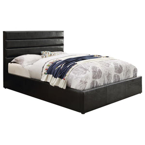 Riverbend Upholstered Eastern King Storage Panel Bed - Black