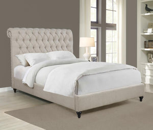 Devon Upholstered Queen Panel Bed - Beige