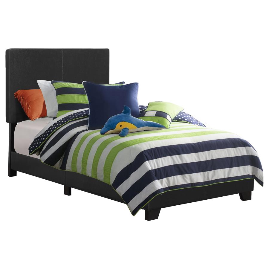 Dorian Faux Leather Upholstered Twin Panel Bed - Black