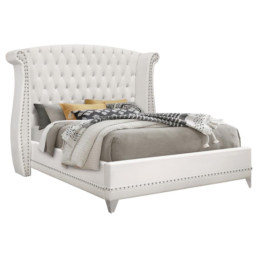 Barzini Upholstered Queen Wingback Bed - White