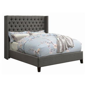 Bancroft Upholstered Queen Wingback Bed - Grey