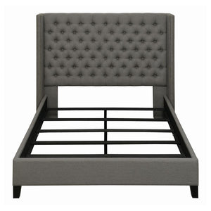 Bancroft Upholstered Queen Wingback Bed - Grey