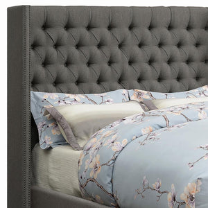 Bancroft Upholstered Queen Wingback Bed - Grey