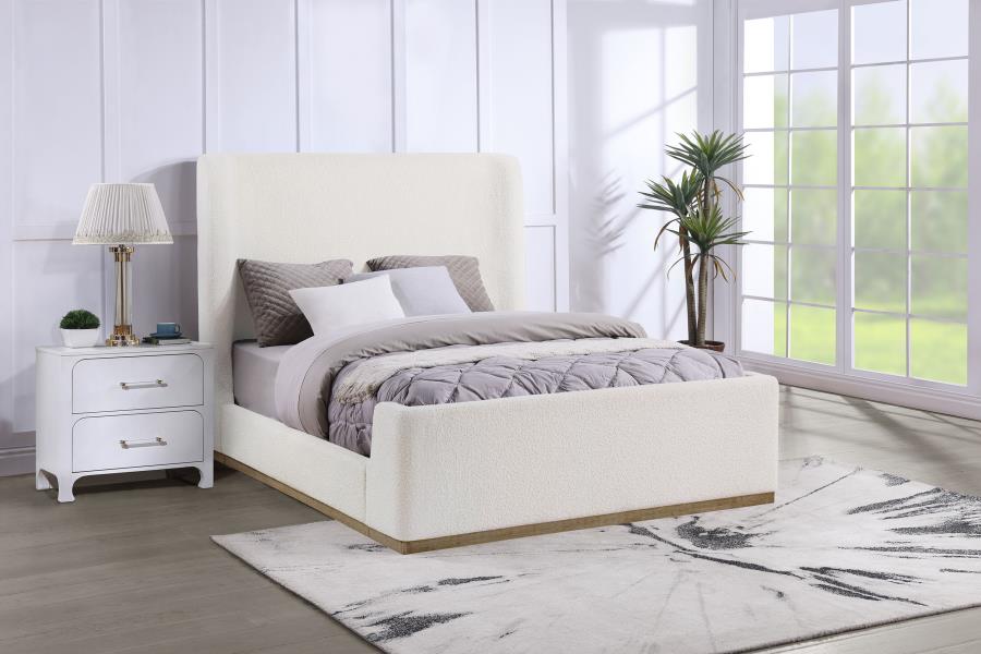 Nala Upholstered Sleigh Bed Cream - Cream