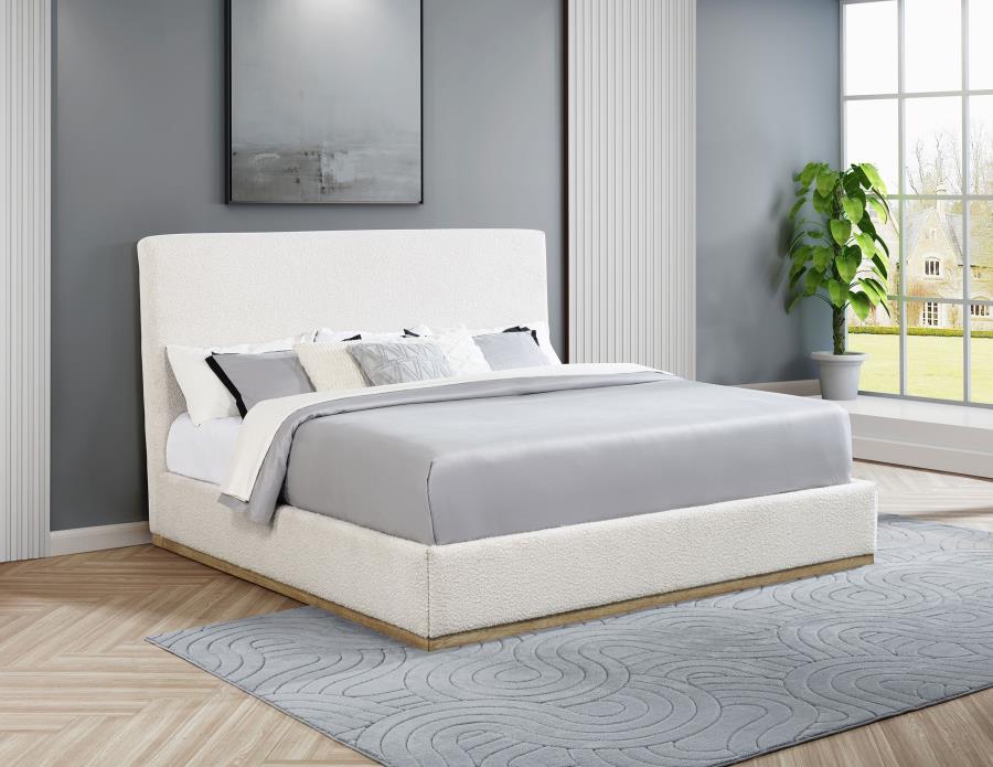 Knox Upholstered King Panel Bed - Cream
