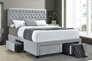 Soledad Upholstered Queen Storage Panel Bed - Light Grey
