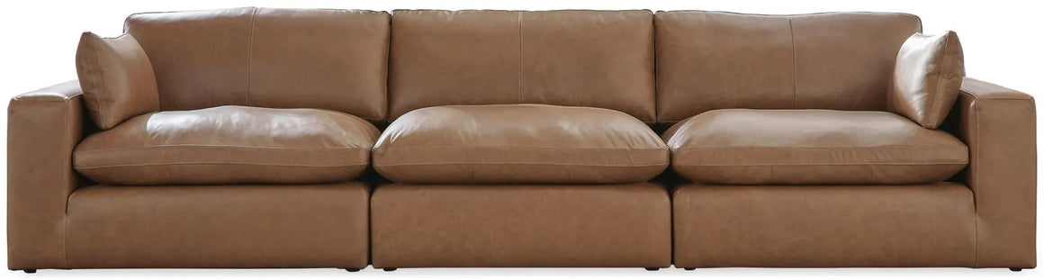 Emilia Caramel Leather 3-Piece Sofa