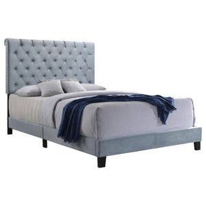 Warner Upholstered Queen Panel Bed - Slate Blue