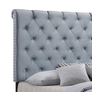 Warner Upholstered Queen Panel Bed - Slate Blue